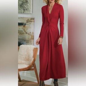 Soft Surroundings Lagia Red Long Sleeve Dress